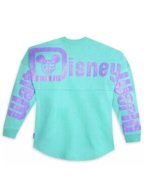 NWT Walt Disney World Spirit Jersey Seafoam Green Lavender Glitter Puff Print S